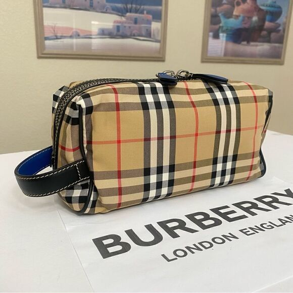 BURBERRY Nova Check Canvas Leather Clutch Bag 💼 - Picture 1 of 17